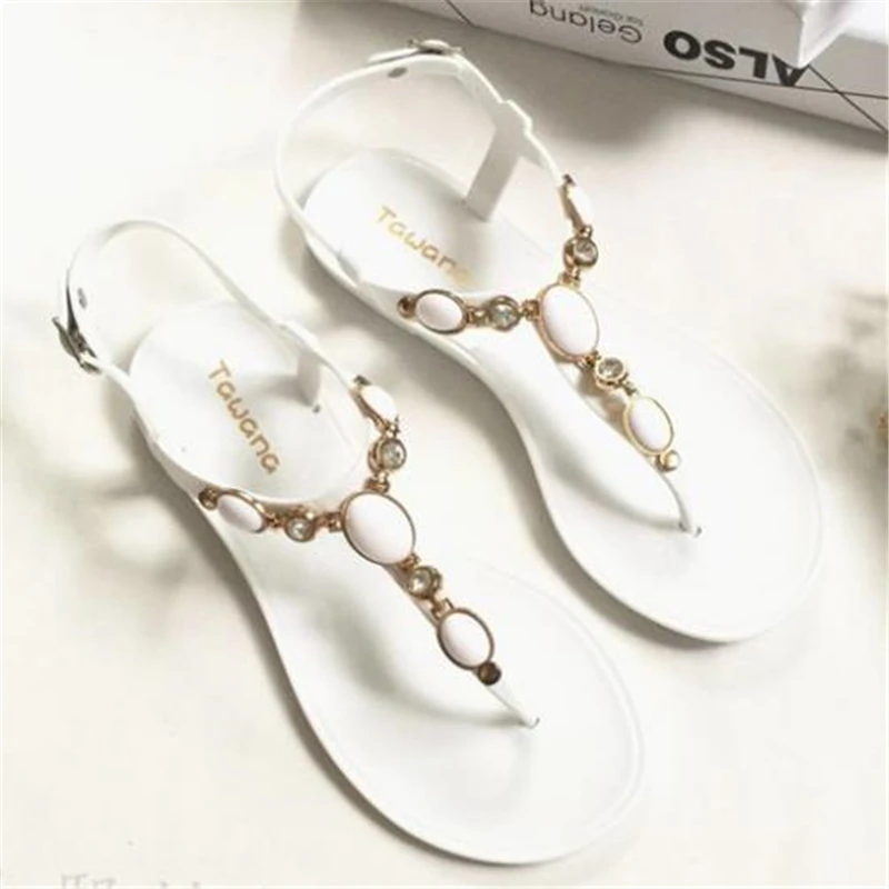 2018 винтажные богемные сандалии стразы на плоской подошве женские подошве|flat