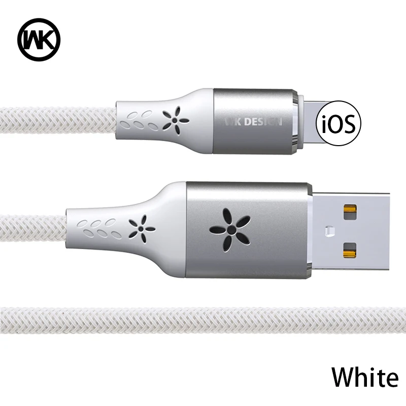 White for iPhone WK Быстрая зарядка Голосовое управление Светодиодный светильник флэш-танец USB кабель для iPhone X XS Max XR 6 7 8 Plus для iPhone кабель - Цвет: White for iPhone