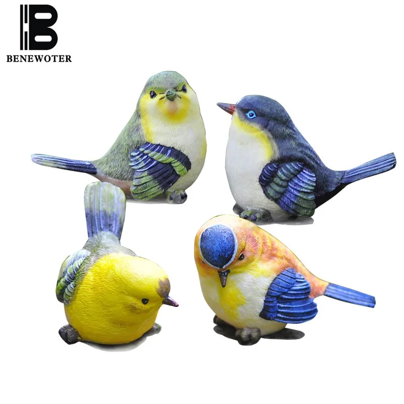 

4PCS/Lot Pastoral Style Natural Resin Birds Decoration Home Wine Cabinet Figurines Crafts Emulate Animals Statue Birthday Gifts