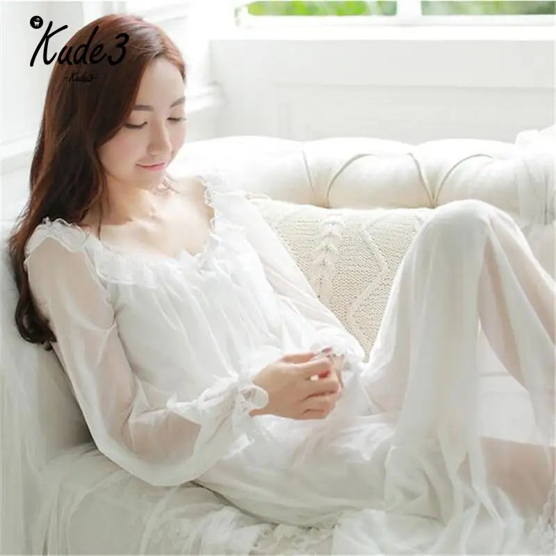 Женские мягкие элегантные длинные ночные рубашки женские сладкая принцесса