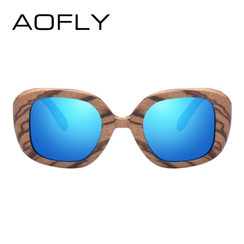 Мужские солнцезащ. Очки с бамбуковой оправой AOFLY черно золотистые солнцезащитные