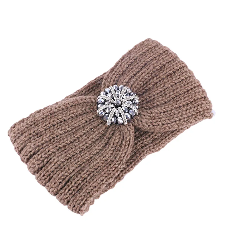 Хаки Jewerly Hedband зимняя перекрестная вязка для волос повязка на голову тюрбан - Цвет: Хаки