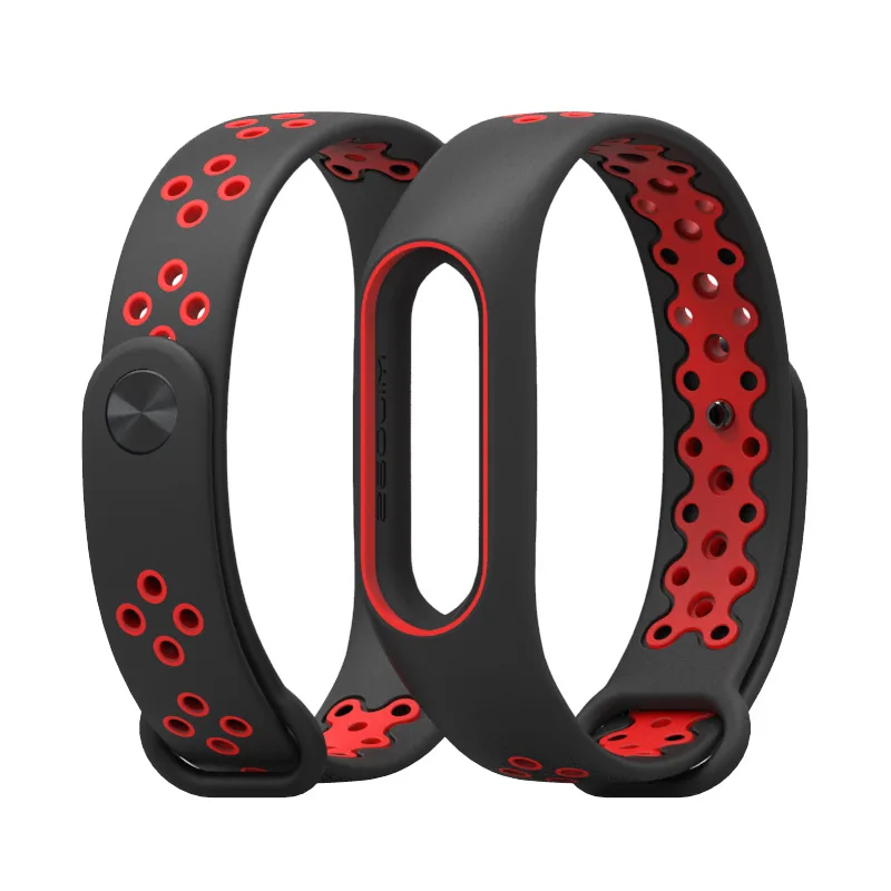 Mi jobs mi band 2 Ремешок Браслет xfor Xiaomi mi Band 2 спортивный ремешок на запястье Цветной силиконовый сменный Браслет с ремешком mi band 2 - Цвет: Black Red