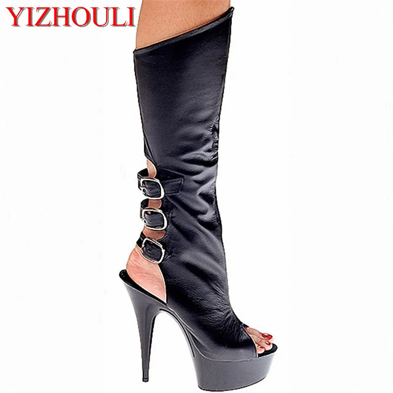 15CM high heel boots/ankle boots/low boots, sexy models show off night stage shoes, performance Dance Shoes