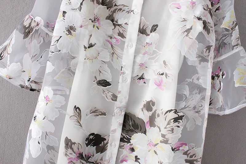 ASDS/2018 летнее платье из органзы 2 предмета рукав фонарик с отложным воротником