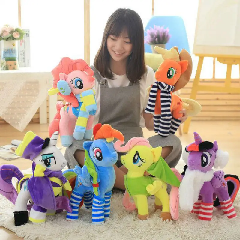 

Wholesale Drop shipping 40 cm Cartoon Colorful Beanie Boo Big Eye Scarf Wearable Pony Unicorn Plush Stuffed Toys For Children