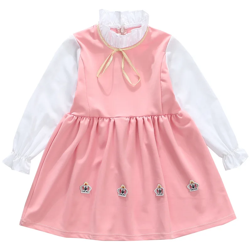 Girl Dress Long Sleeve Dresses Kids Fashion Crown Patchwork Princess Vestidos Nina Christmas 4-14Y for Girls | Детская одежда и
