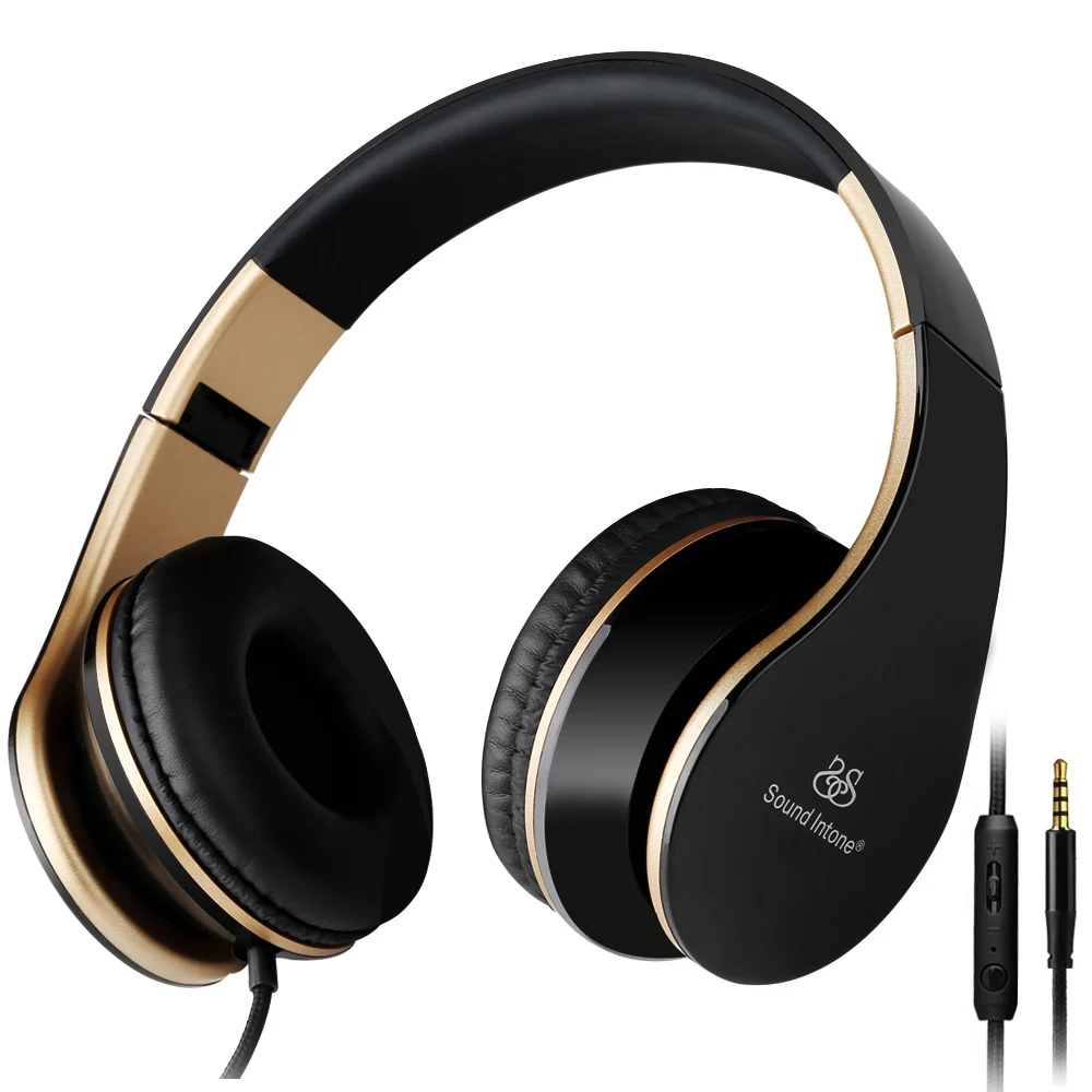 Наушники Sound Intone I65 с микрофоном, Накладные наушники, бас, hi-fi звук, музыка, стерео наушники для iPhone, Xiaomi, ПК