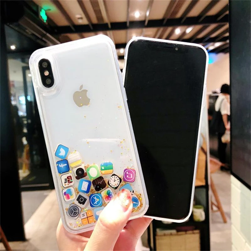 Блестящий песок чехол для телефона iPhone XR мобильный XS MAX силиконовый Apple 7 8 Plus все