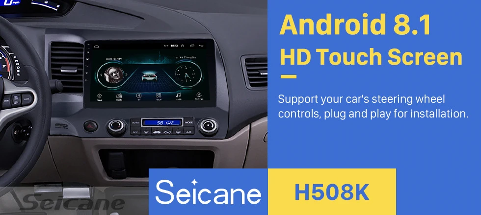 Seicane 10,1 дюймов 2Din Android 8,1 автомобильный радиоприемник четырехъядерный HD 1024*600 Tochscreen gps мультимедийный плеер для 2006-2011 Honda Civic