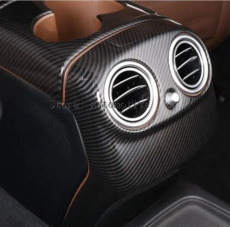 

Carbon Fiber Style For Mercedes Benz E Class W213 2016 2017 ABS Plastic Rear Row Armrest Box