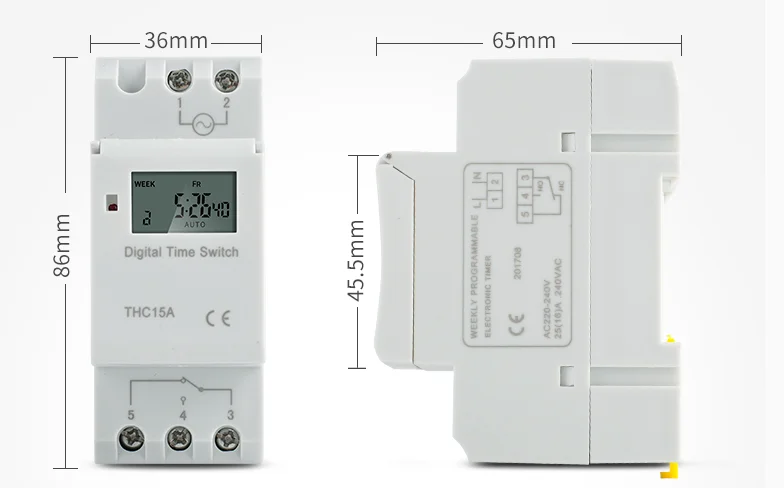 THC-15A 12 V 24 V 36 V 48 V 110 V 220 V микрокомпьютерный таймер управления реле времени контроллер DZ47 рельса таймера THC 15A
