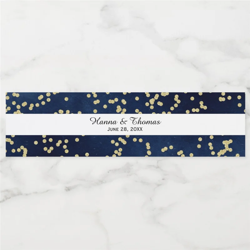 Индивидуальная индивидуализированная темно синяя Золотая блестящая круглая