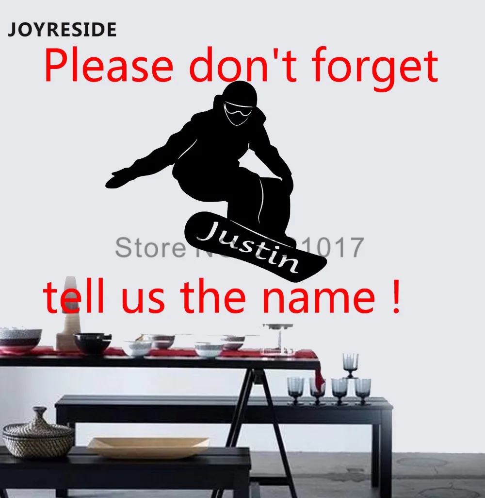 Joystay персонализированные пользовательские имя сноуборд наклейка на стену