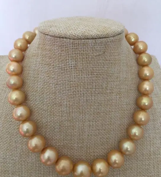 GORGEOUS 14-16mm south sea round gold pearl necklace 18inch 14k | Украшения и аксессуары