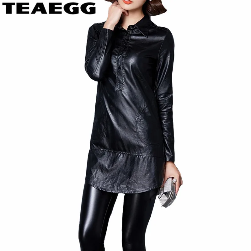 Женское платье с длинным рукавом TEAEGG черное повседневное облегающее мини