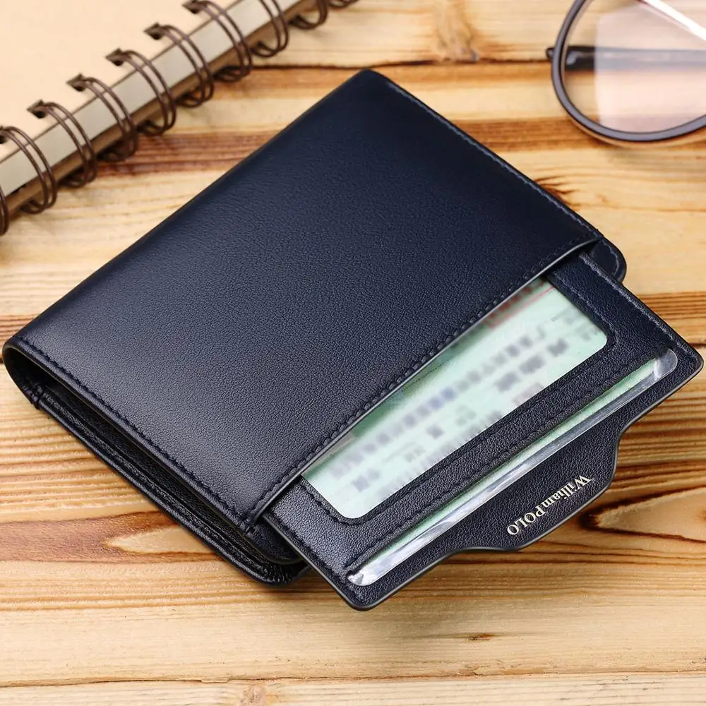 WilliamPOLO Men Wallet Short Credit Card Holder Bifold Genuine Leather Small Multi Case Slots Oe Cowhide New | Багаж и сумки
