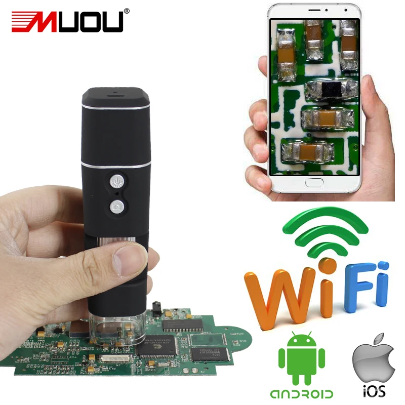 Микроскоп MUOU с Wi Fi цифровой электронный микроскоп дальним расстоянием между