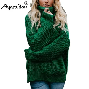 Размера плюс грубые пуловеры 2019 Новинка осени с высоким, плотно облегающим шею воротником джемпер женский теплый свитер толстый зимний Вязаные Свитера больших размеров