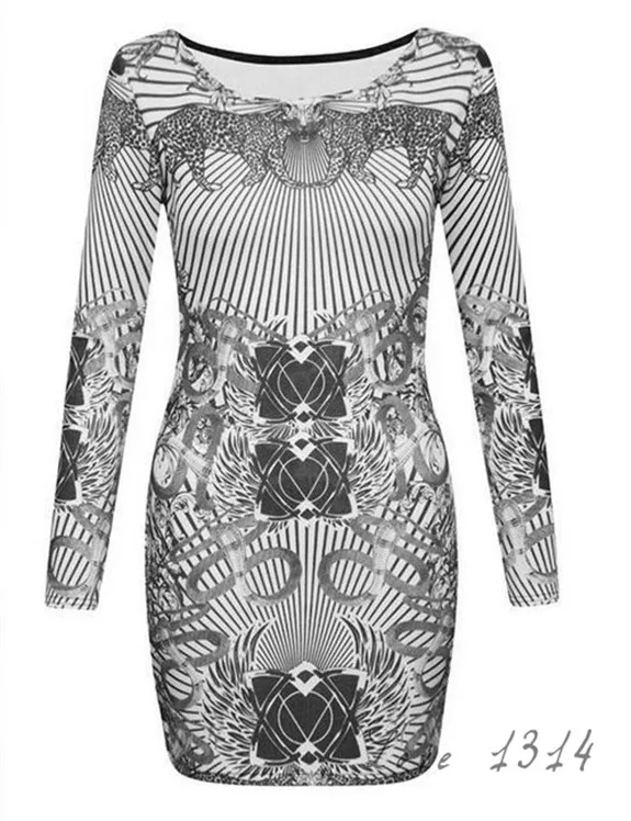 Sale Slim Pencil Dresses New Summer Long Sleeve Novelty Print Bodycon Dress Leopard Party SV006996 | Женская одежда