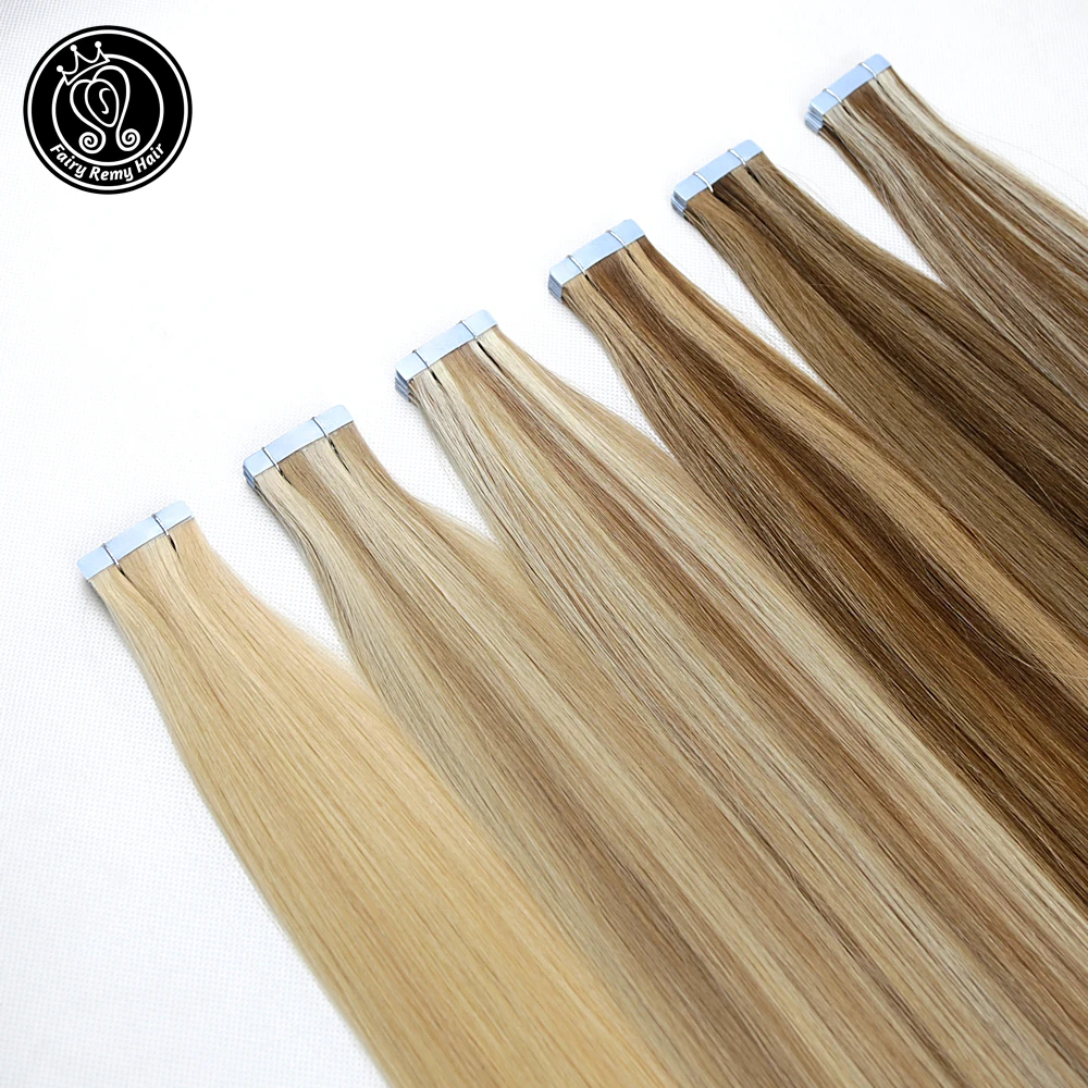 Fairy Remy Hair 2.5g/piece Tape In Human Hair Extensions 16-24 Inch Remy Hair On Tape PU Skin Weft Seamless Human Hair 20 pieces