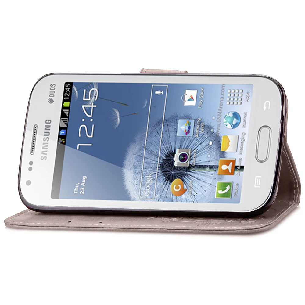 Роскошный кожаный чехол бумажник с откидной крышкой для Samsung Galaxy S Duos GT S7562 7562 Trend