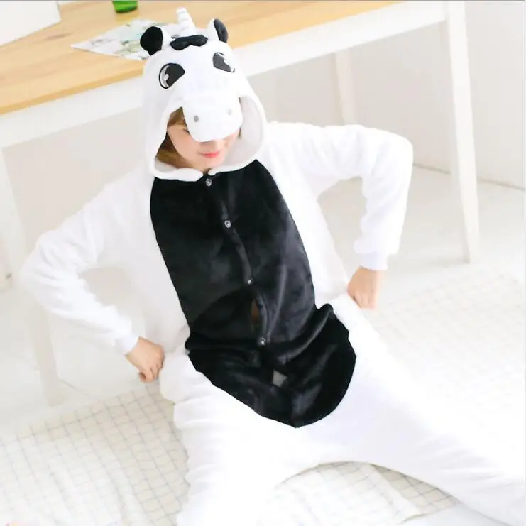 Black unicorn Черная Милая Пижама kigurumi размера плюс, оранжевая Милая Свободная Домашняя одежда, пижама для женщин - Цвет: Black unicorn