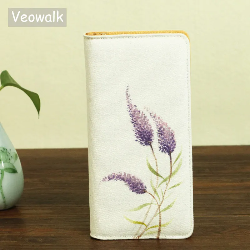 Женский тканевый кошелек Veowalk раскрашенный вручную с китайским цветком на молнии