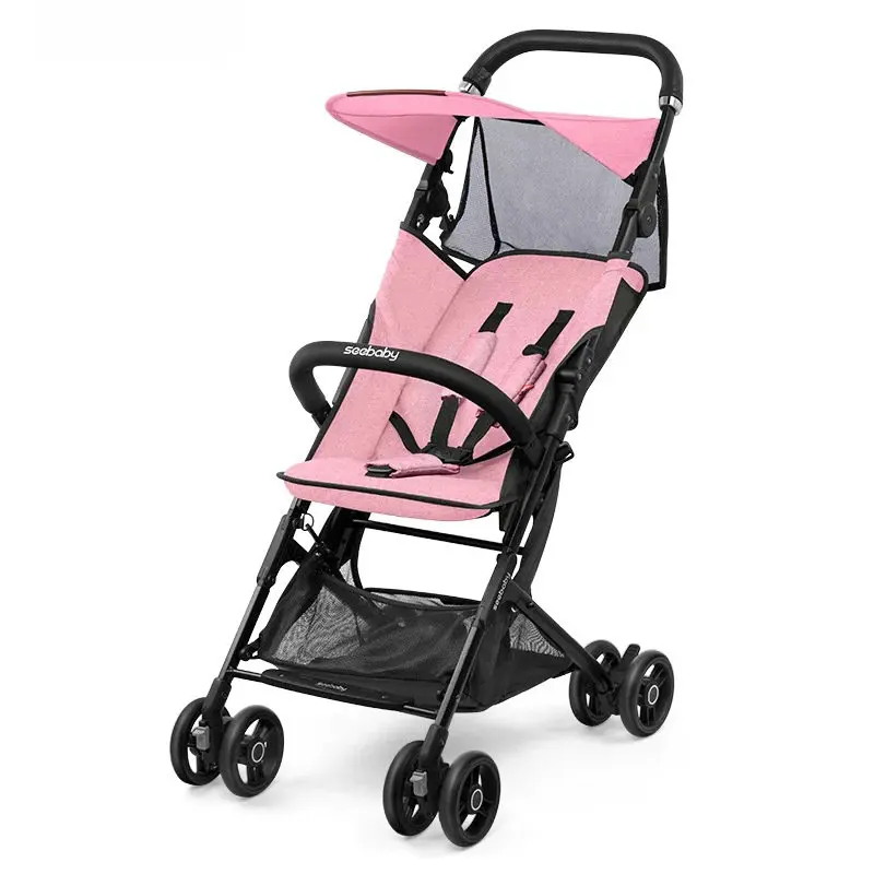 pink Легкий 4,8 кг карман для прогулочной коляски можно взять на самолет, прогулочная коляска с портативной сумкой, может сидеть и наполовину лежать детская коляска - Color: pink