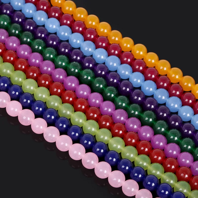 Круглые Бусины Из Натурального окрашенного белого камня 4 6 8 10 12 мм