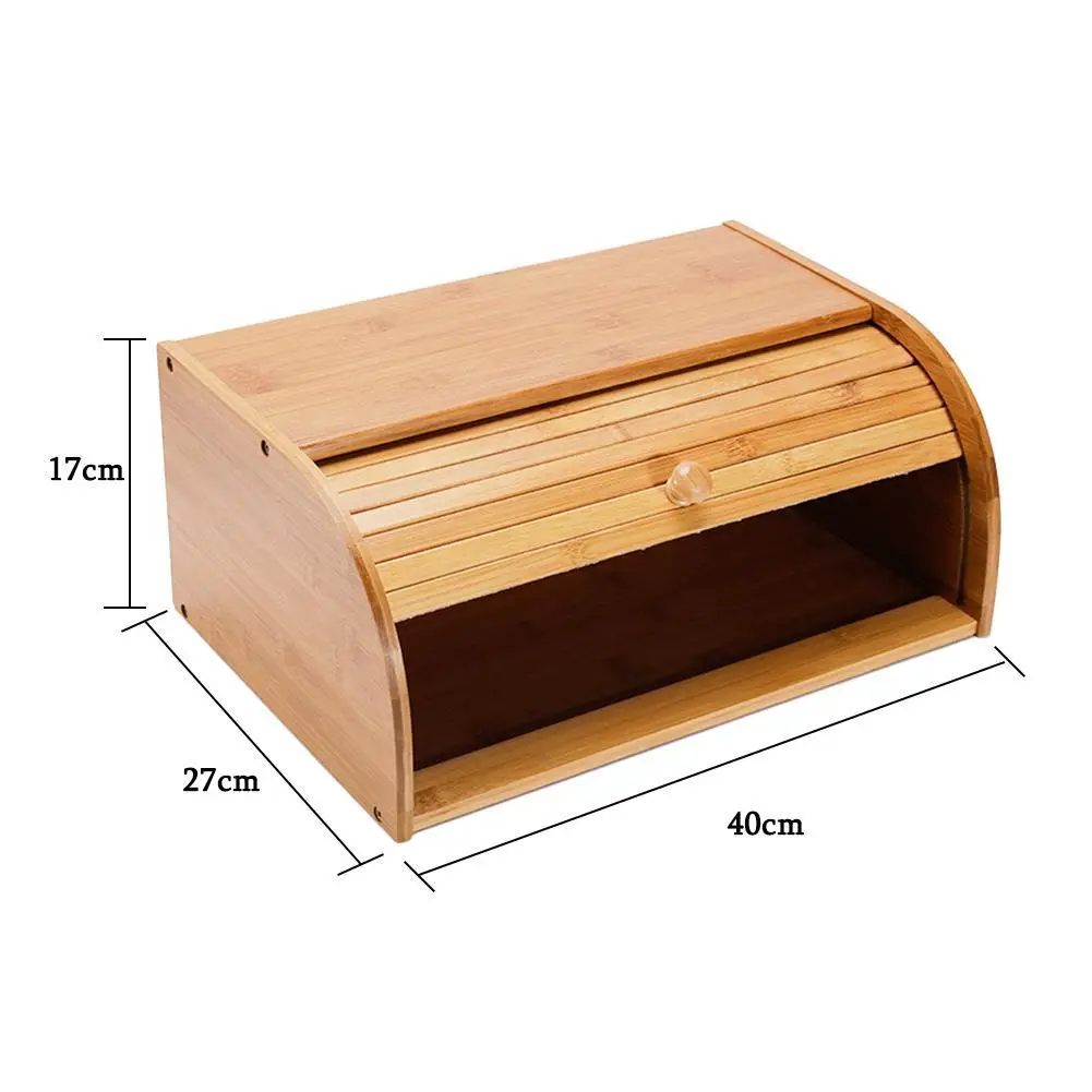 

Natural Bamboo Bread Holder Food Storage Container Kitchen Roll Top Bread Storage Box Home Kitchen Multi-function Sundries Box