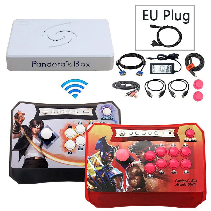2P red KOF EU plug Ящик Пандоры 6 1300 в 1 беспроводный игровой контроллер Поддержка fba mame ps1 аркадная игра аркада джойстик борьба игровой контроллер комплект 3d - Цвет: 2P red KOF EU plug