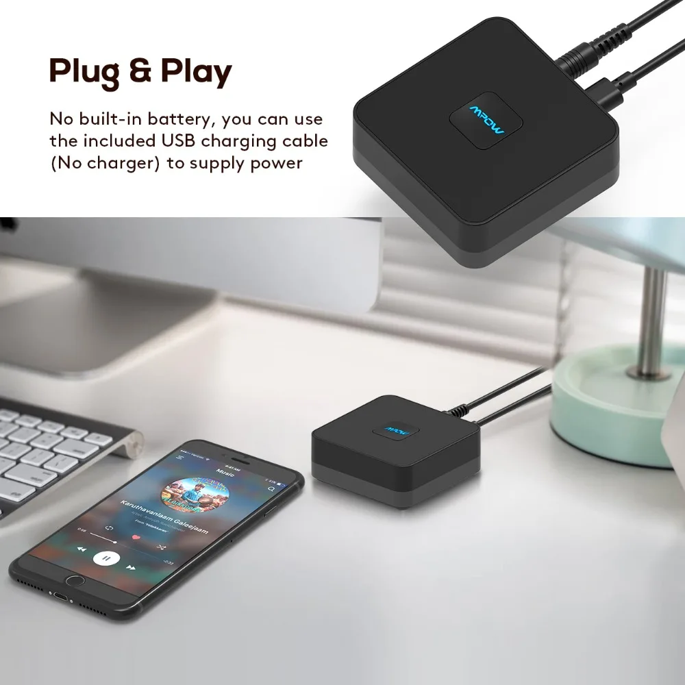 Mpow 3rd Gen беспроводной адаптер Bluetooth 4 1 приемник аудио со встроенным шумоизолятором
