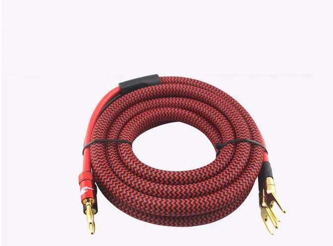 

High-Fidelity Banana Plug to Spade Plug Speaker Cable For Home Theater Amplifier Audio Cable Y Connector Wire 1m 2m 3m 5m