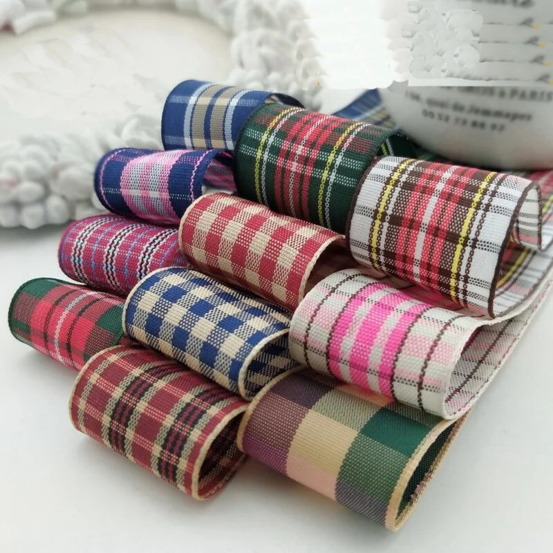 

New Arrived 25mm 10 Meters Plaid Ribbon DIY Handmade Bow Hair Accessories Wedding Party Gift Packaging Materials