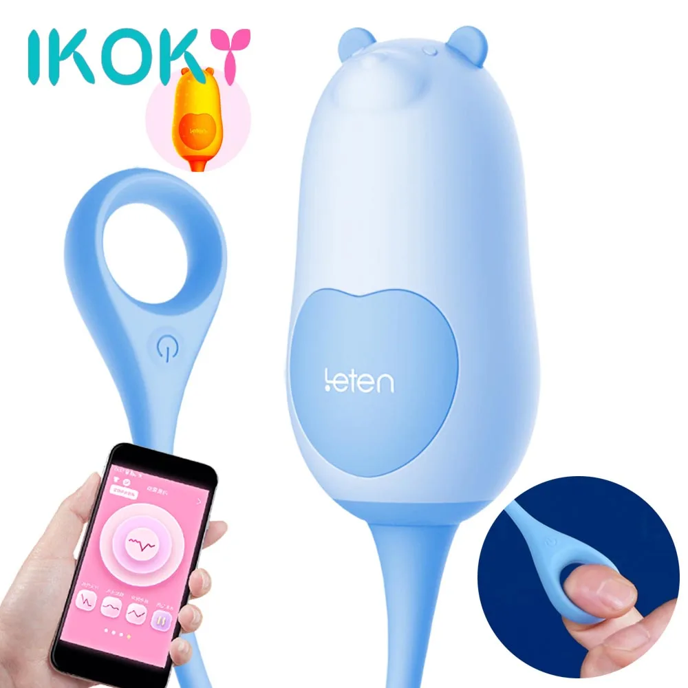 IKOKY нагревательный Яйцо вибратор APP Bluetooth Вибраторы шарики Кегеля Массаж точки G