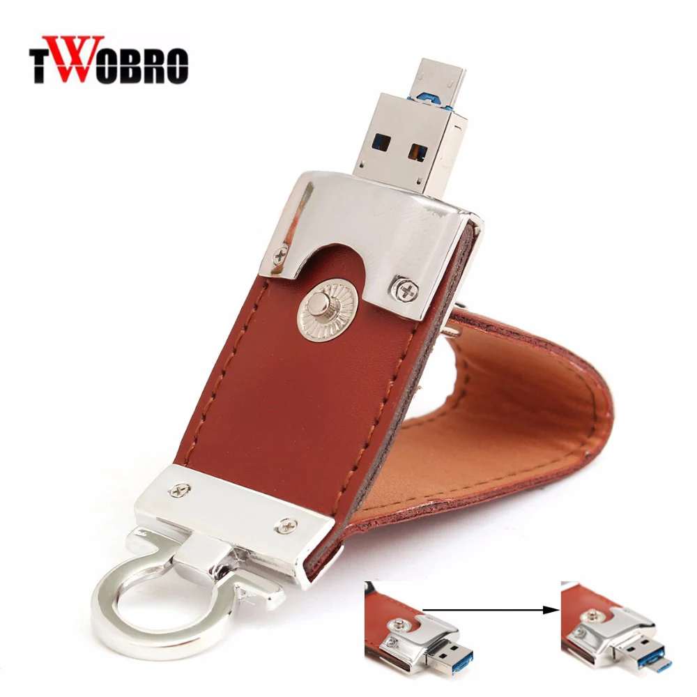 2 в 1 Кожаный USB OTG Флешка 64 ГБ 32 16 Гб 8 4 Dual Micro карта памяти для смартфонов на Android