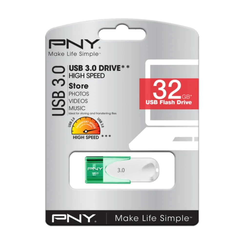 Pny Attache 4 3 0 32 ГБ (3 1 Gen 1) разъем USB тип A 80 МБ/с. Tapa Verde Blanco | Компьютеры и офис