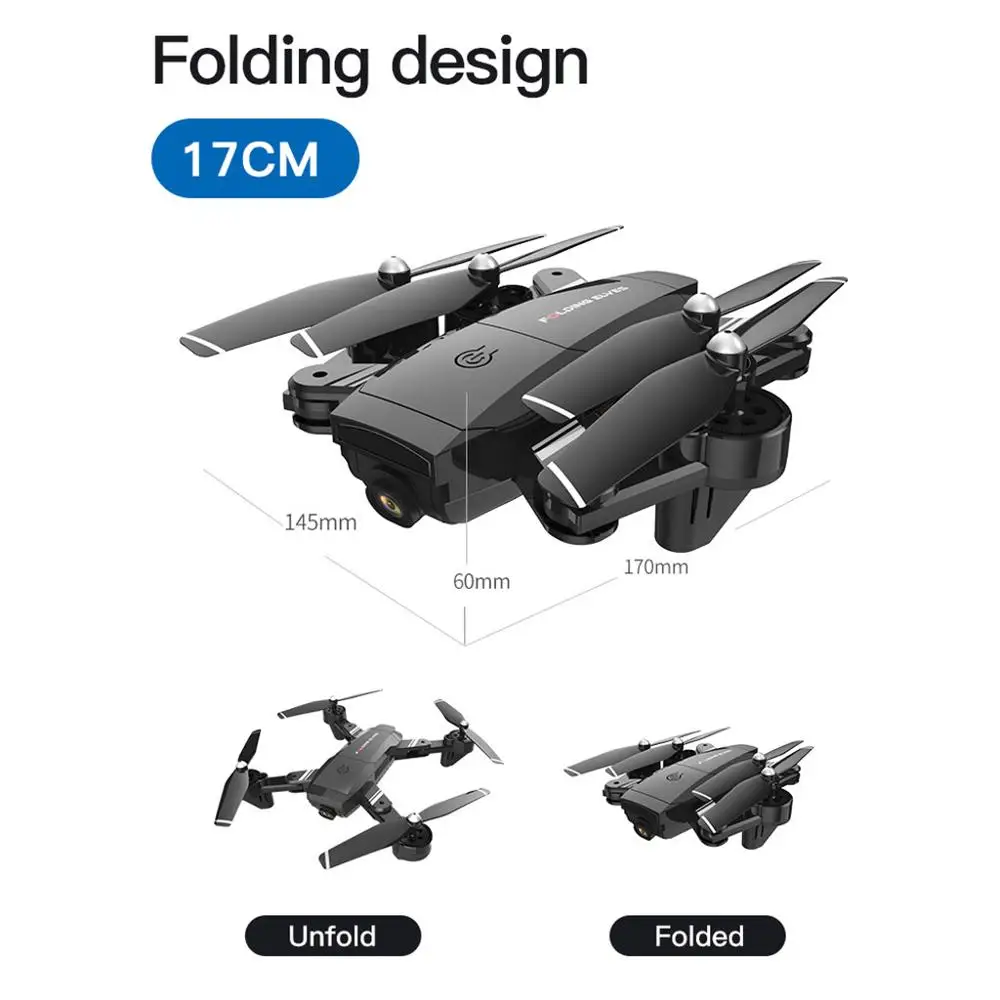 

4K Drone Dual Camera HD Gestures Selfie Dron WiFi FPV Optical Flow Positioning Follow Quadcopter Track flight RC Helicopter Toys