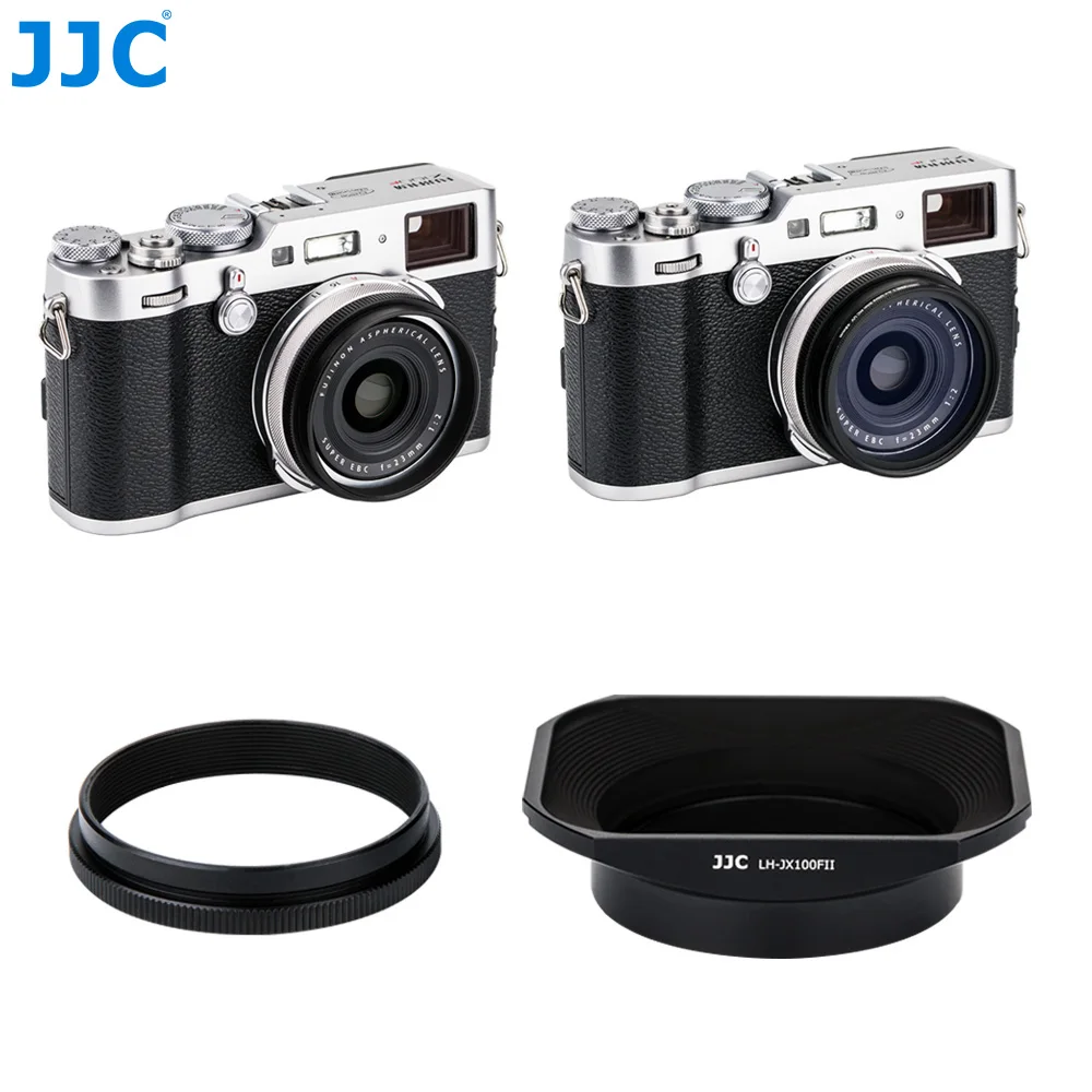 JJC Квадратная Металлическая бленда объектива камеры для Fujifilm X70/X100/X100S/X100T/X100F защитное кольцо-адаптер Комплект совместимый 49 мм крышка фильтра