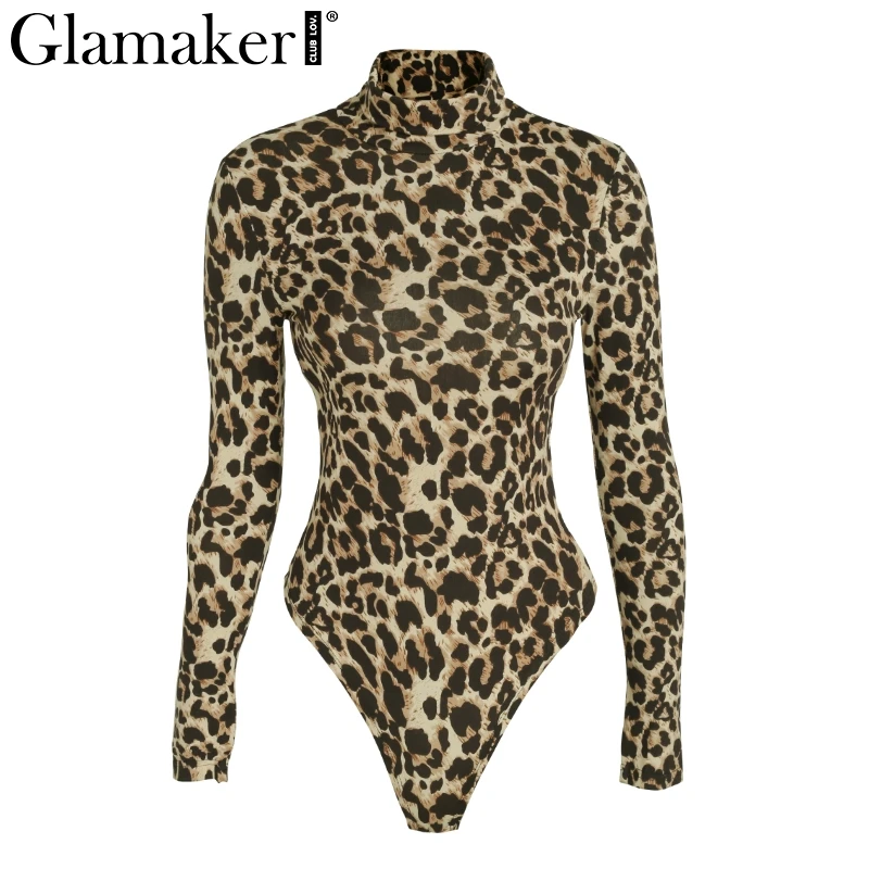 Женское облегающее боди с леопардовым принтом Glamaker повседневный комбинезон на