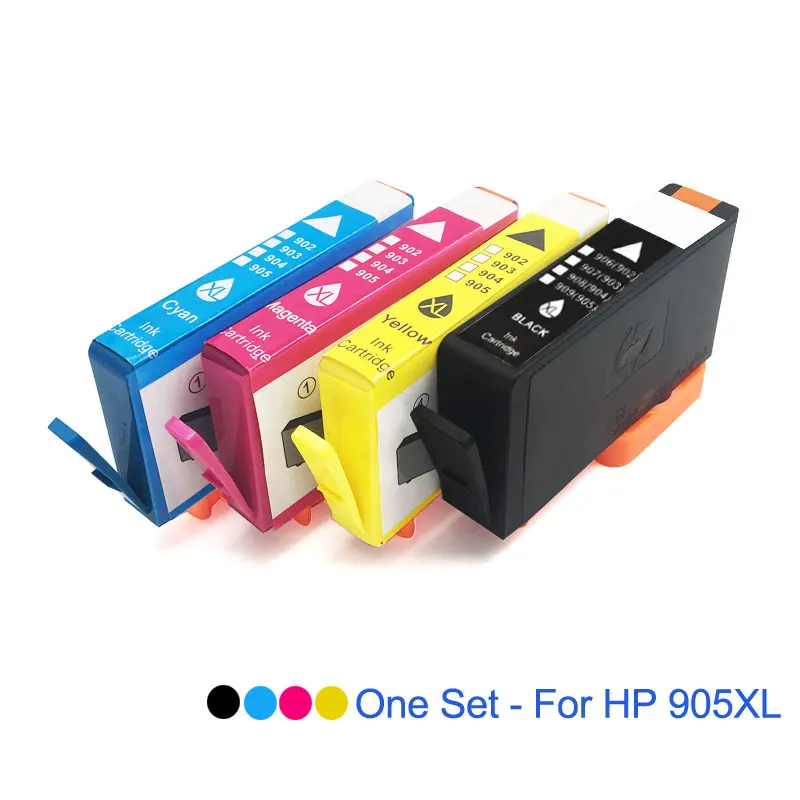 905 для hp 905XL 905 чернильный картридж XL для hp OfficeJet Pro 6950 6960 6963 6964 6965 6966 6968 6970 6974 6975 6976 с чипами - Цвет: One Set