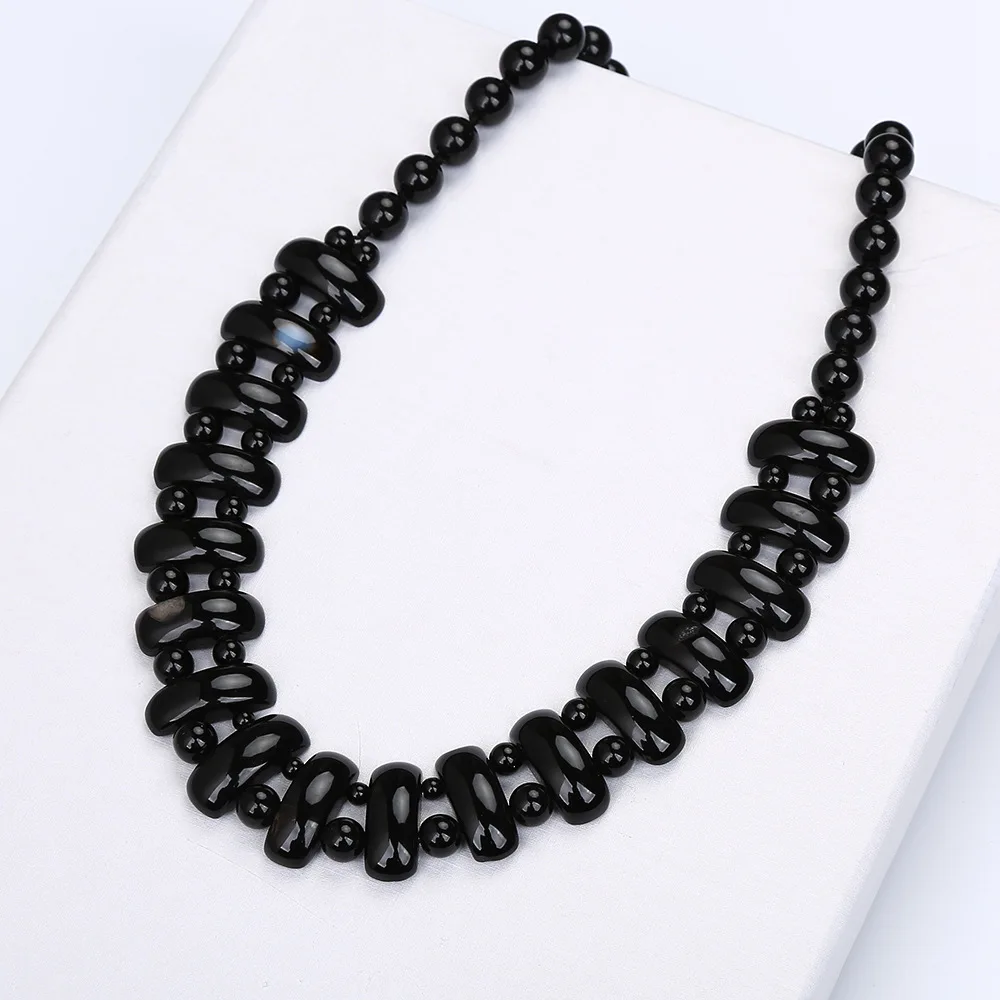 Yumten Black Agate Necklace Crystal Fashion Women Bead Chain Popular Classic Pendant Exquisite Handmade Jewelry Wholesale 5 PCS | Украшения