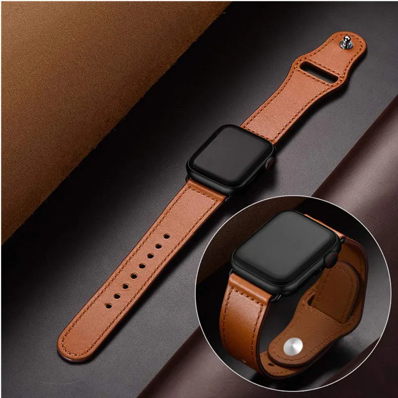 Ремешок из натуральной кожи для Apple Watch 42 мм 4 3 2 1 44 38 40 iwatch браслета | Наручные часы