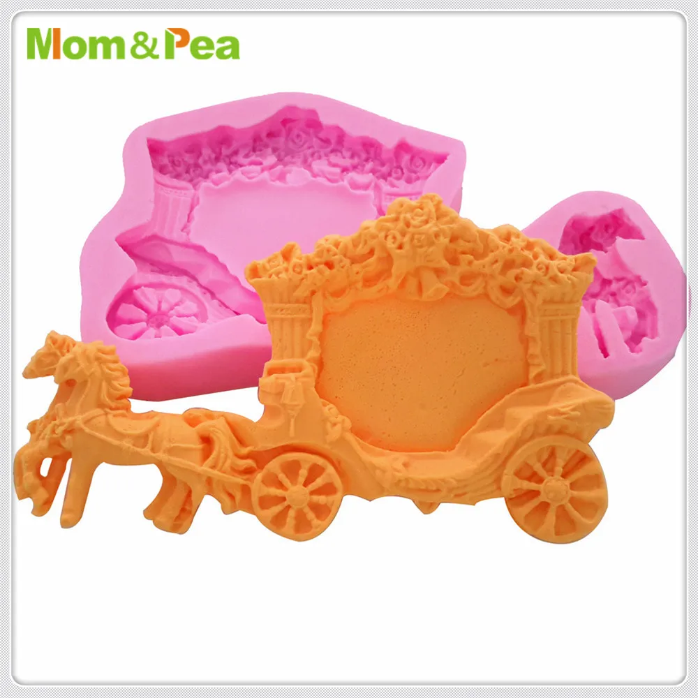 

Силиконовая форма Mom & Pea MPA1857 в форме лошадиной каретки, украшение для торта, 3D форма для помадки, пищевого класса