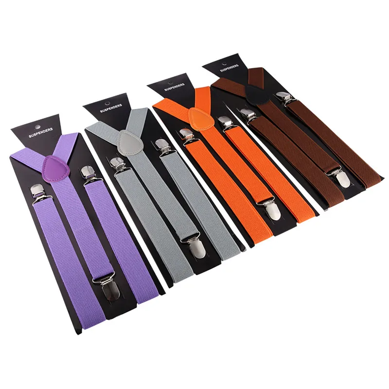 

40 Color Elastic Leather Suspenders Men 3 Clips Braces Vintage Mens Women Suspender Trousers Wedding Suspensorio For Skirt