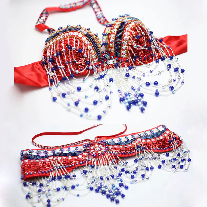 New Stage Performance Belly Dance Costumes 2 Oriental Style Sequins Beaded Top Bras and Belts. | Тематическая одежда и
