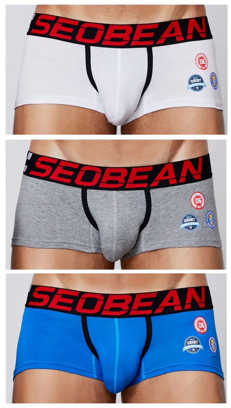 white gray blue 3pcs/lot Men's Boxer Shorts Cotton Print Underwear Boxers Underwear Male Underpants For Man Panties Breathable Men Boxers - Цвет: white gray blue