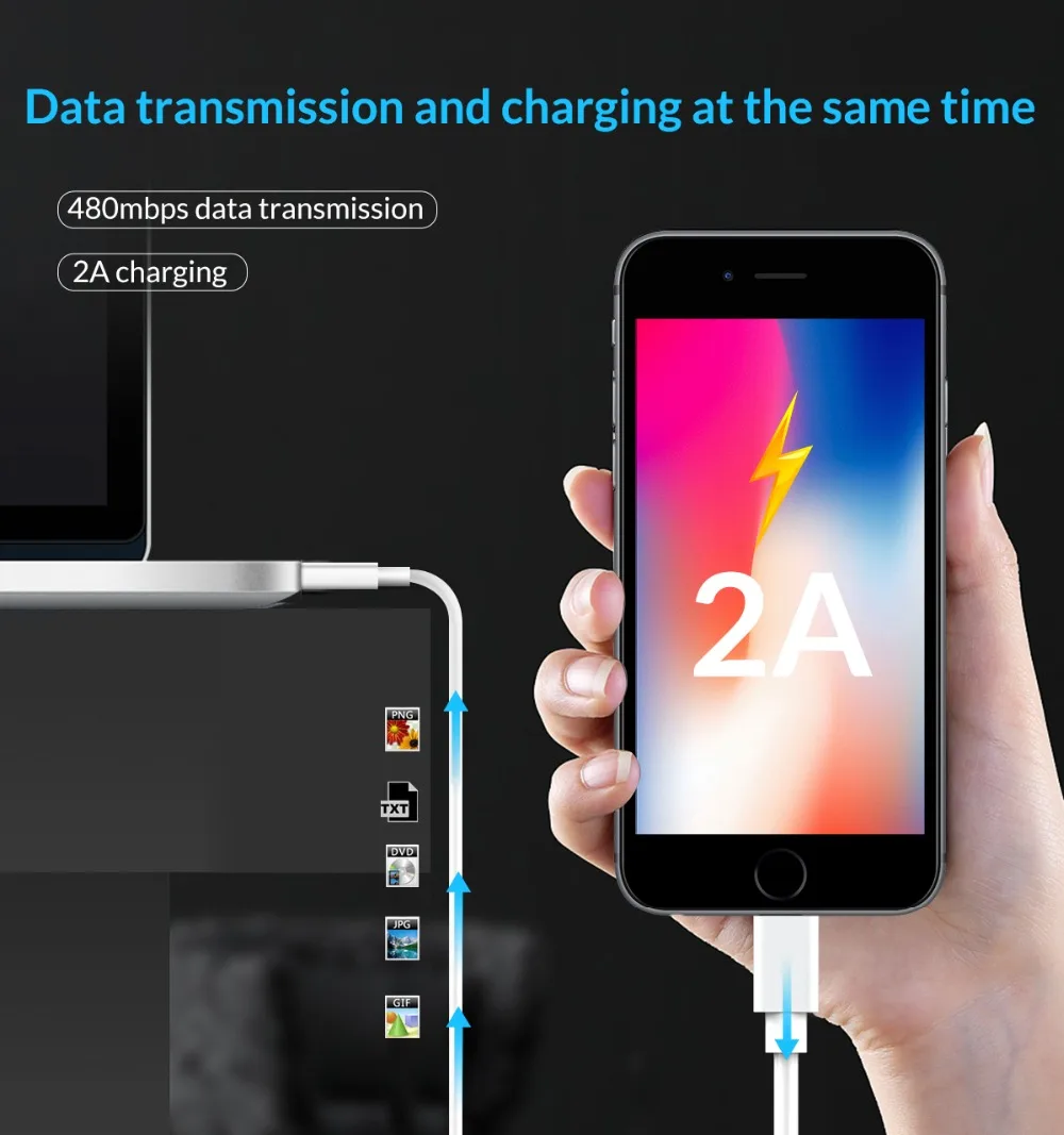 ORICO Премиум USB кабель для iPhone 8 освещение USB кабель для зарядки USB кабель для iPhone X 6 7 Plus iPad кабель для мобильного телефона 1 м
