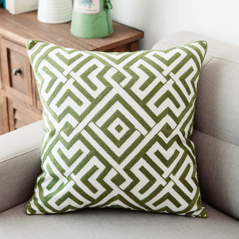 Наволочка для подушки с вышивкой 45x45 см|cushion cover|cushion cover greencanvas cushion |